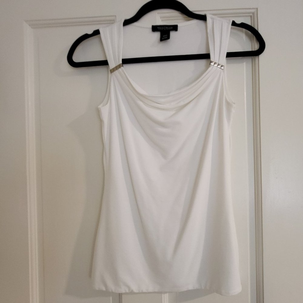 WHBM White Hardware Detail Jersey Shell Top XXS